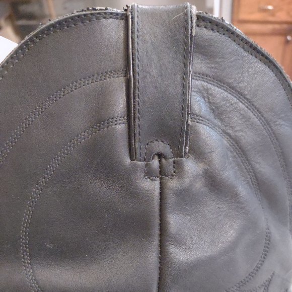 ROAD WOLF VINTAGE BLACK LEATHER METAL TIP WOMAN'S PULL ON COWBOY BOOTS SIZE 8.5 - Picture 6 of 14